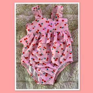 Wonder Nation Baby Girl-One-Piece Swimsuit with a Cherry Pattern